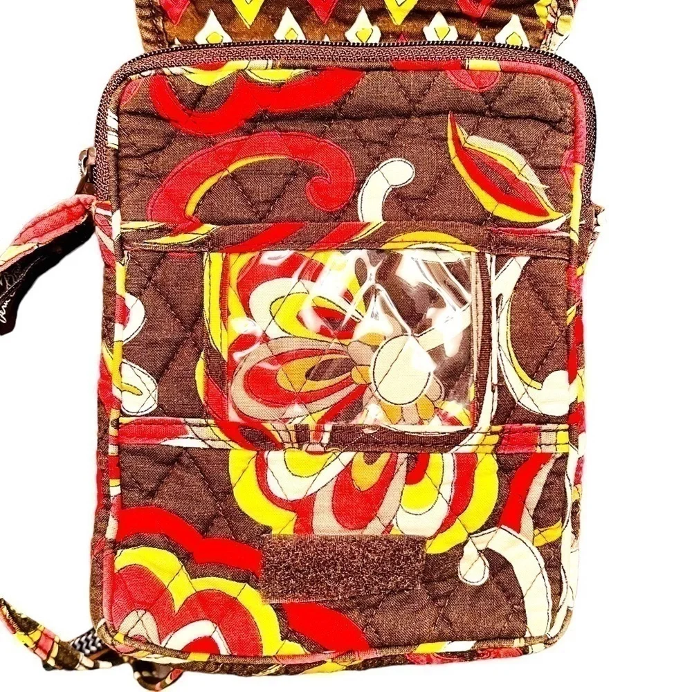 Vera Bradley Puccini Mini Crossbody Hipster Retried Brown Yellow Quilted Cotton